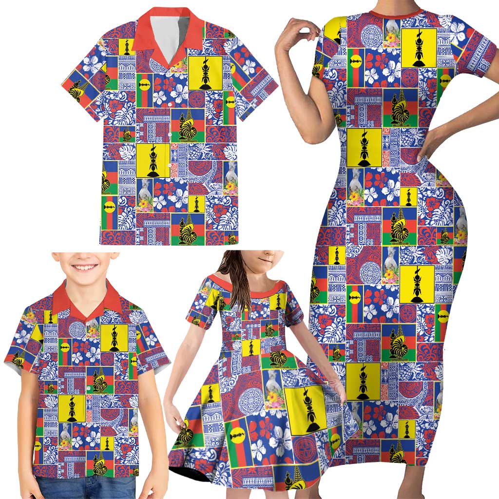 New Caledonia Joyeux Noel Family Matching Short Sleeve Bodycon Dress and Hawaiian Shirt Pacific Patchwork Xmas Vibes LT9 - Polynesian Pride