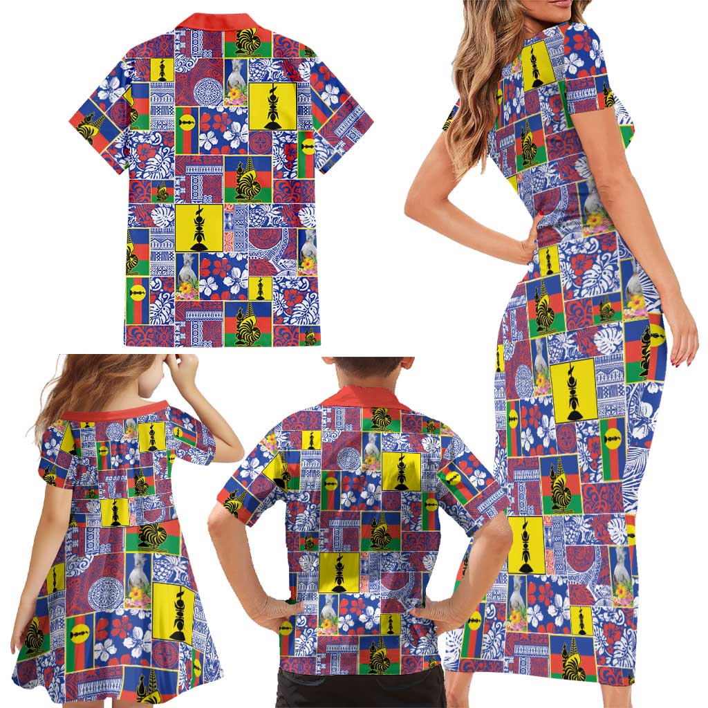 New Caledonia Joyeux Noel Family Matching Short Sleeve Bodycon Dress and Hawaiian Shirt Pacific Patchwork Xmas Vibes LT9 - Polynesian Pride