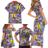 New Caledonia Joyeux Noel Family Matching Short Sleeve Bodycon Dress and Hawaiian Shirt Pacific Patchwork Xmas Vibes LT9 - Polynesian Pride