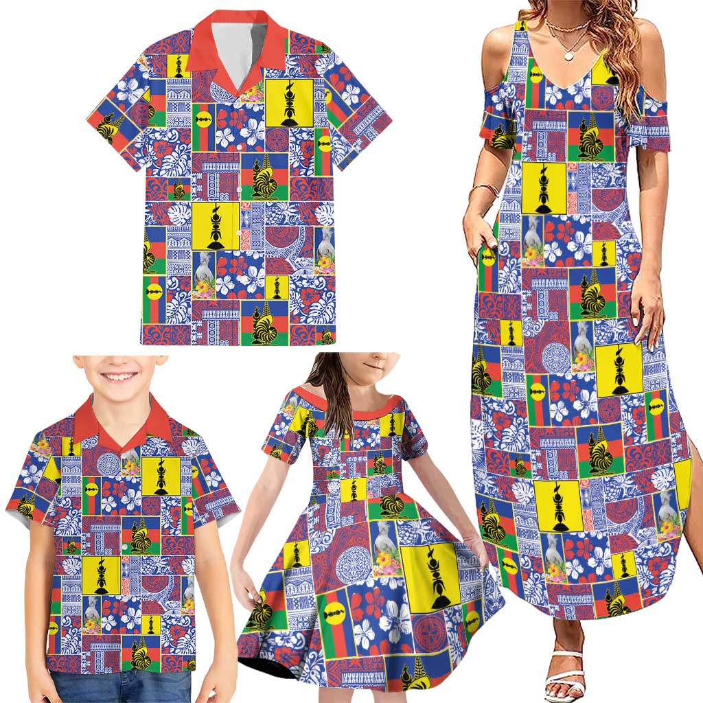 New Caledonia Joyeux Noel Family Matching Summer Maxi Dress and Hawaiian Shirt Pacific Patchwork Xmas Vibes LT9 - Polynesian Pride
