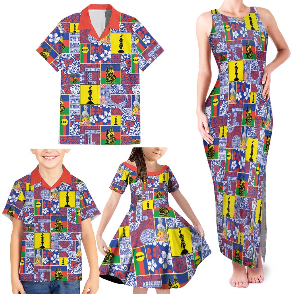 New Caledonia Joyeux Noel Family Matching Tank Maxi Dress and Hawaiian Shirt Pacific Patchwork Xmas Vibes LT9 - Polynesian Pride