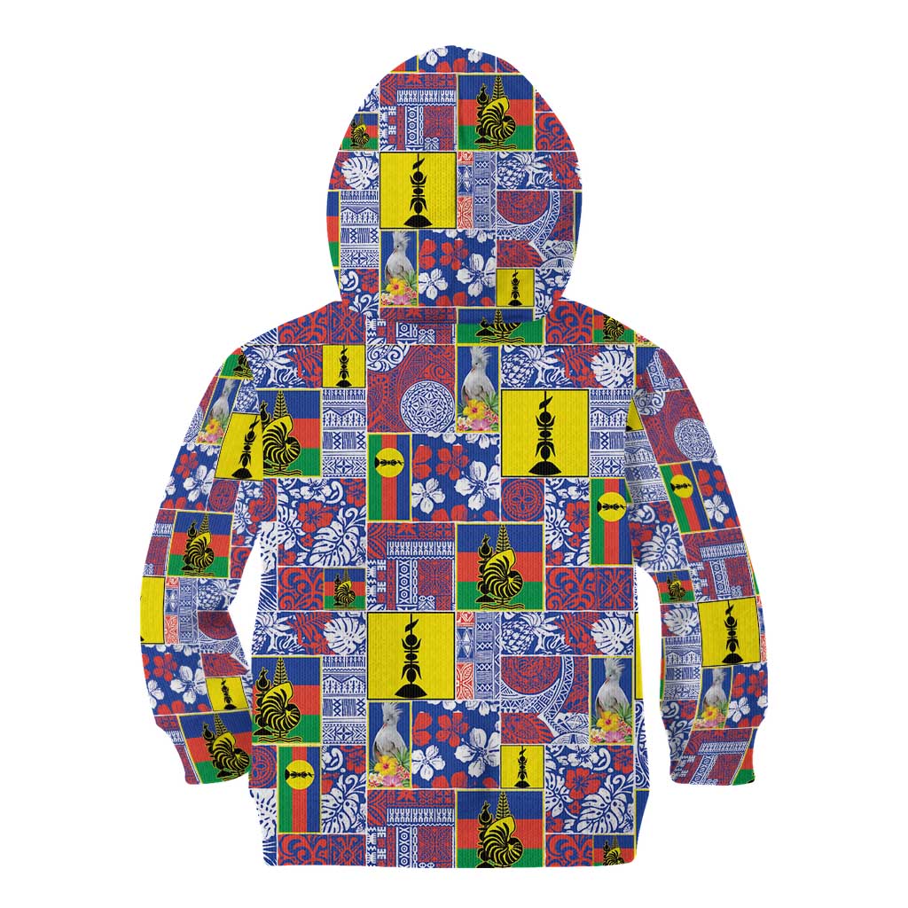 New Caledonia Joyeux Noel Kid Hoodie Pacific Patchwork Xmas Vibes - Polynesian Pride
