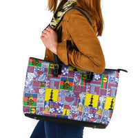 New Caledonia Joyeux Noel Leather Tote Bag Pacific Patchwork Xmas Vibes - Polynesian Pride