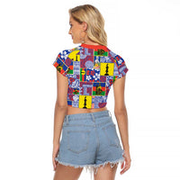 New Caledonia Joyeux Noel Raglan Cropped T Shirt Pacific Patchwork Xmas Vibes LT9 - Polynesian Pride