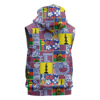 New Caledonia Joyeux Noel Sleeveless Zip Hoodie Pacific Patchwork Xmas Vibes LT9 - Polynesian Pride