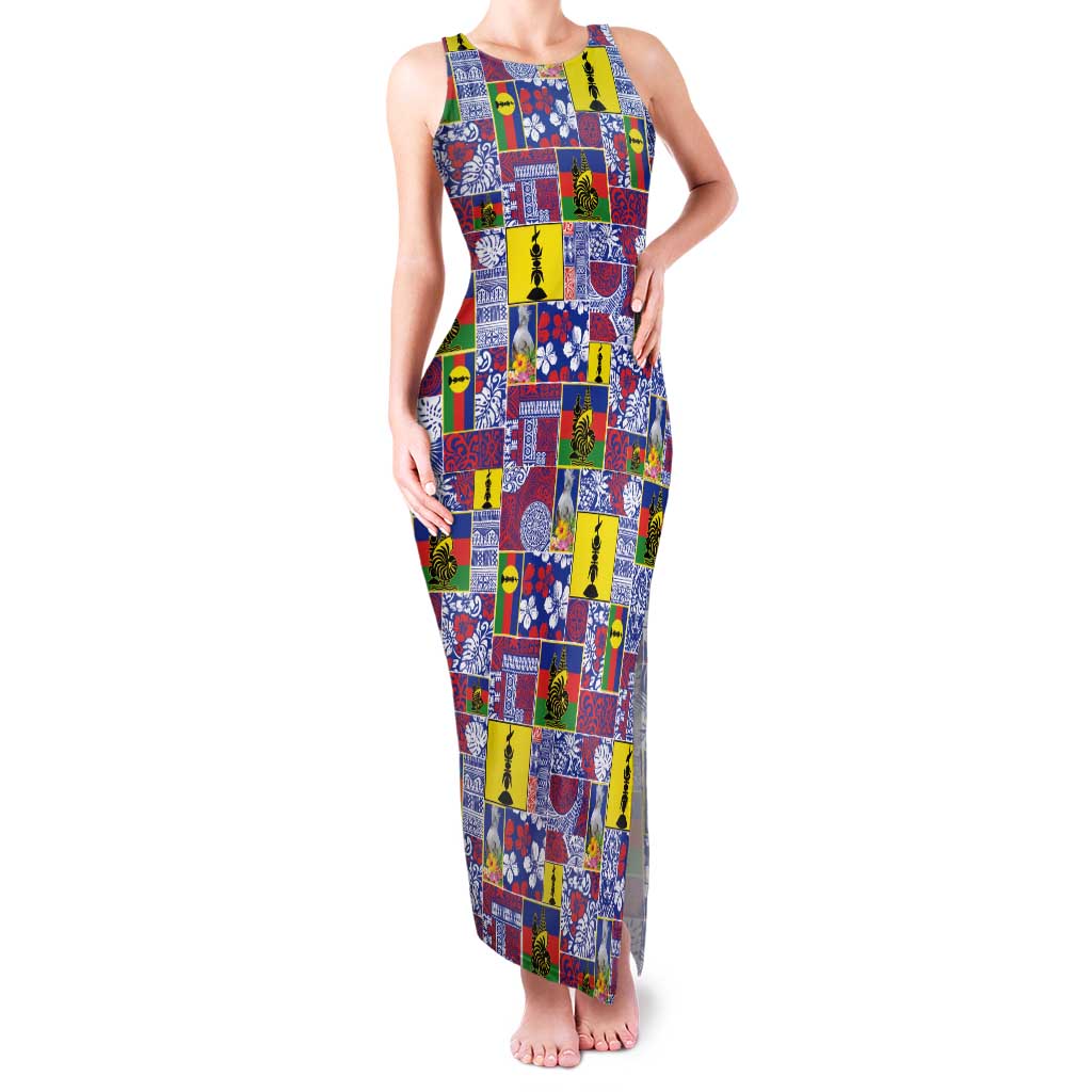New Caledonia Joyeux Noel Tank Maxi Dress Pacific Patchwork Xmas Vibes LT9 Women Blue - Polynesian Pride