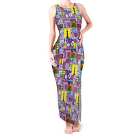 New Caledonia Joyeux Noel Tank Maxi Dress Pacific Patchwork Xmas Vibes LT9 Women Blue - Polynesian Pride