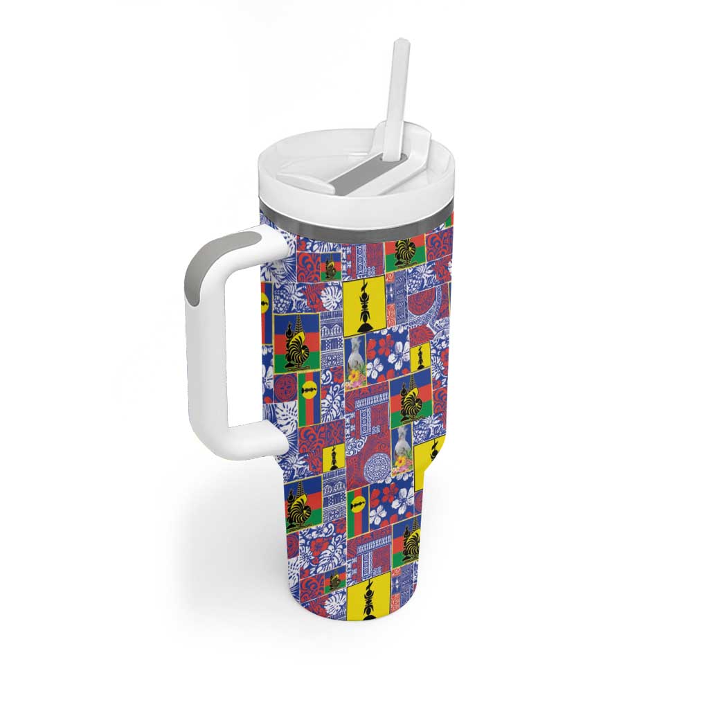 New Caledonia Joyeux Noel Tumbler With Handle Pacific Patchwork Xmas Vibes - Polynesian Pride