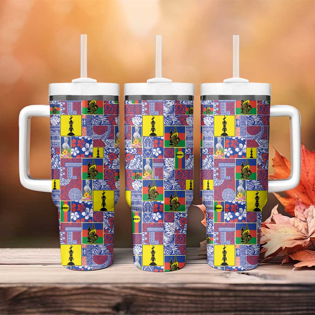 New Caledonia Joyeux Noel Tumbler With Handle Pacific Patchwork Xmas Vibes - Polynesian Pride
