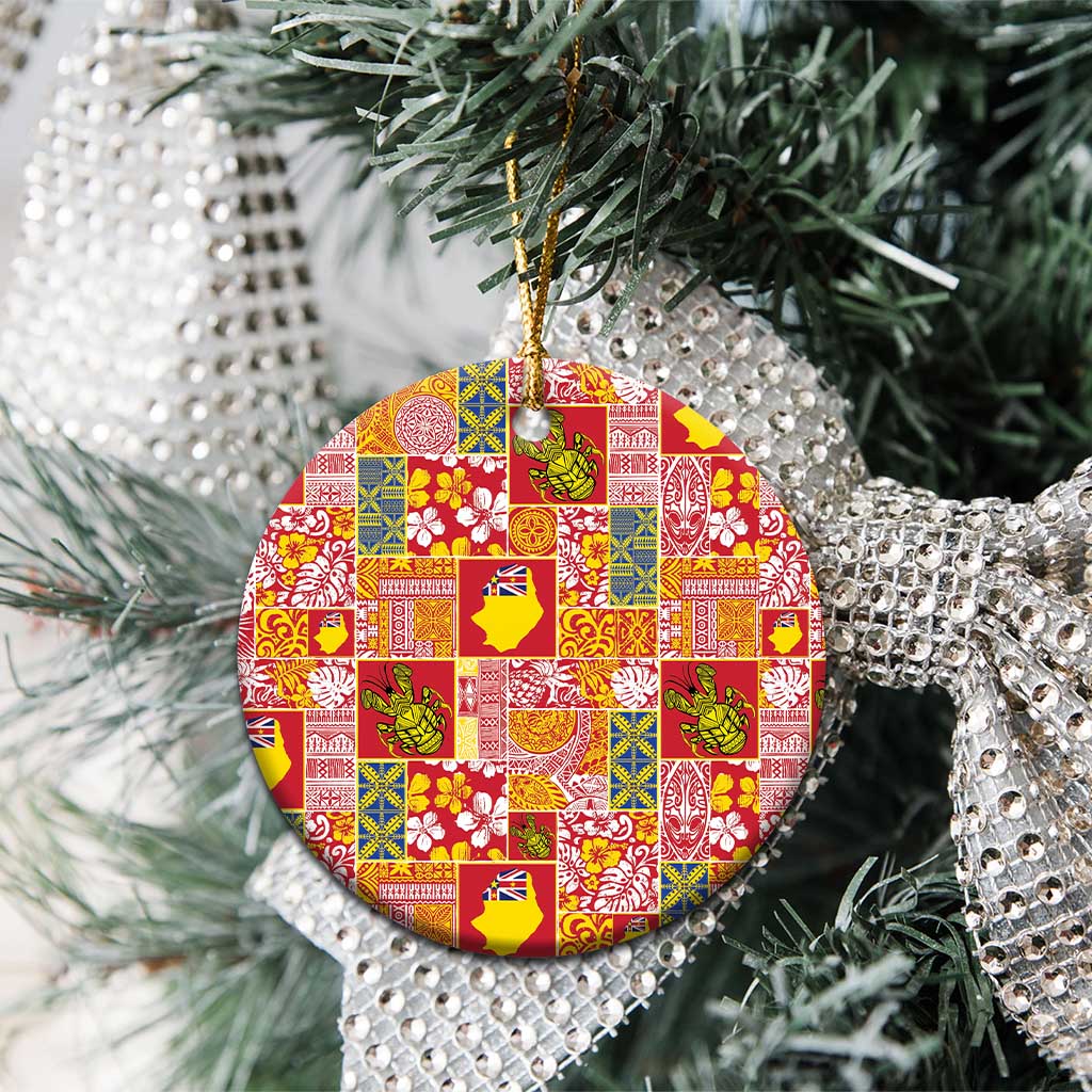 Niue Monuina e Kilisimasi Ceramic Ornament Pacific Patchwork Xmas Vibes - Polynesian Pride