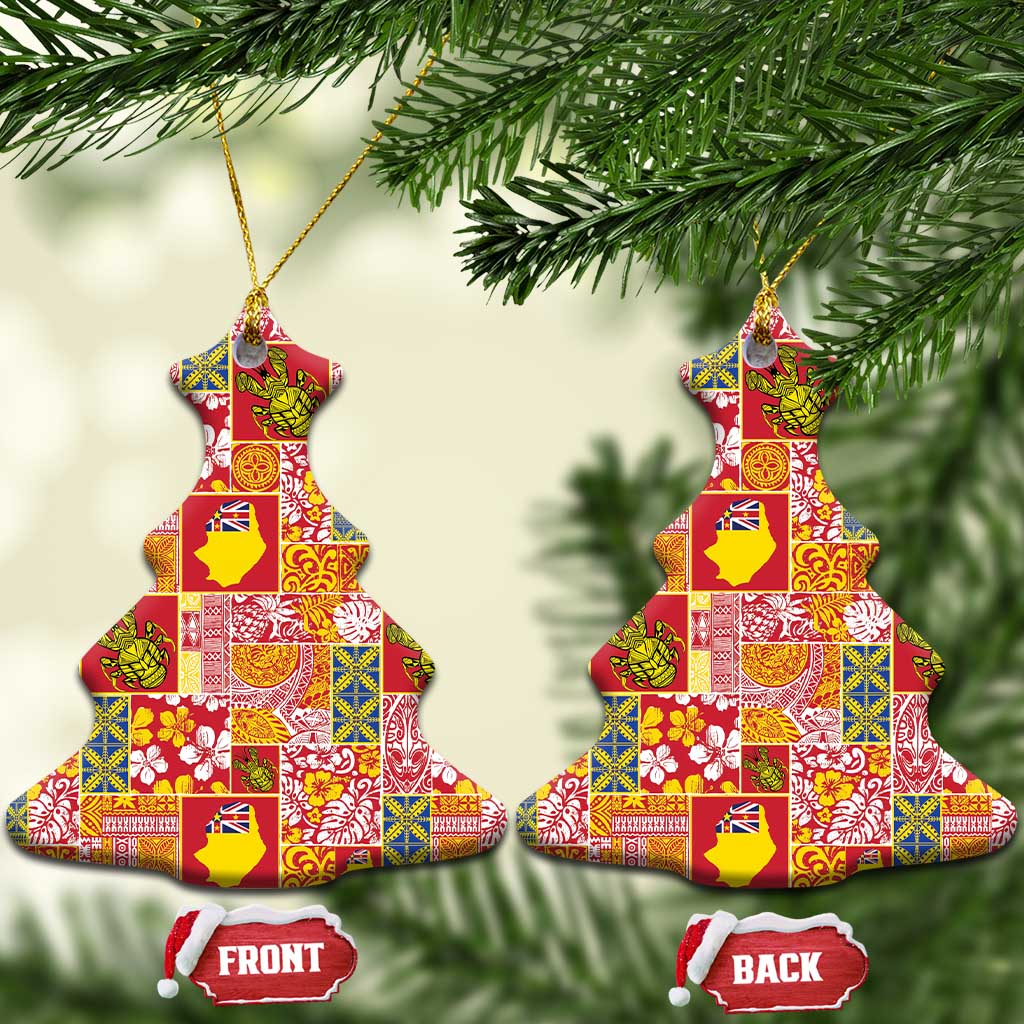 Niue Monuina e Kilisimasi Ceramic Ornament Pacific Patchwork Xmas Vibes - Polynesian Pride