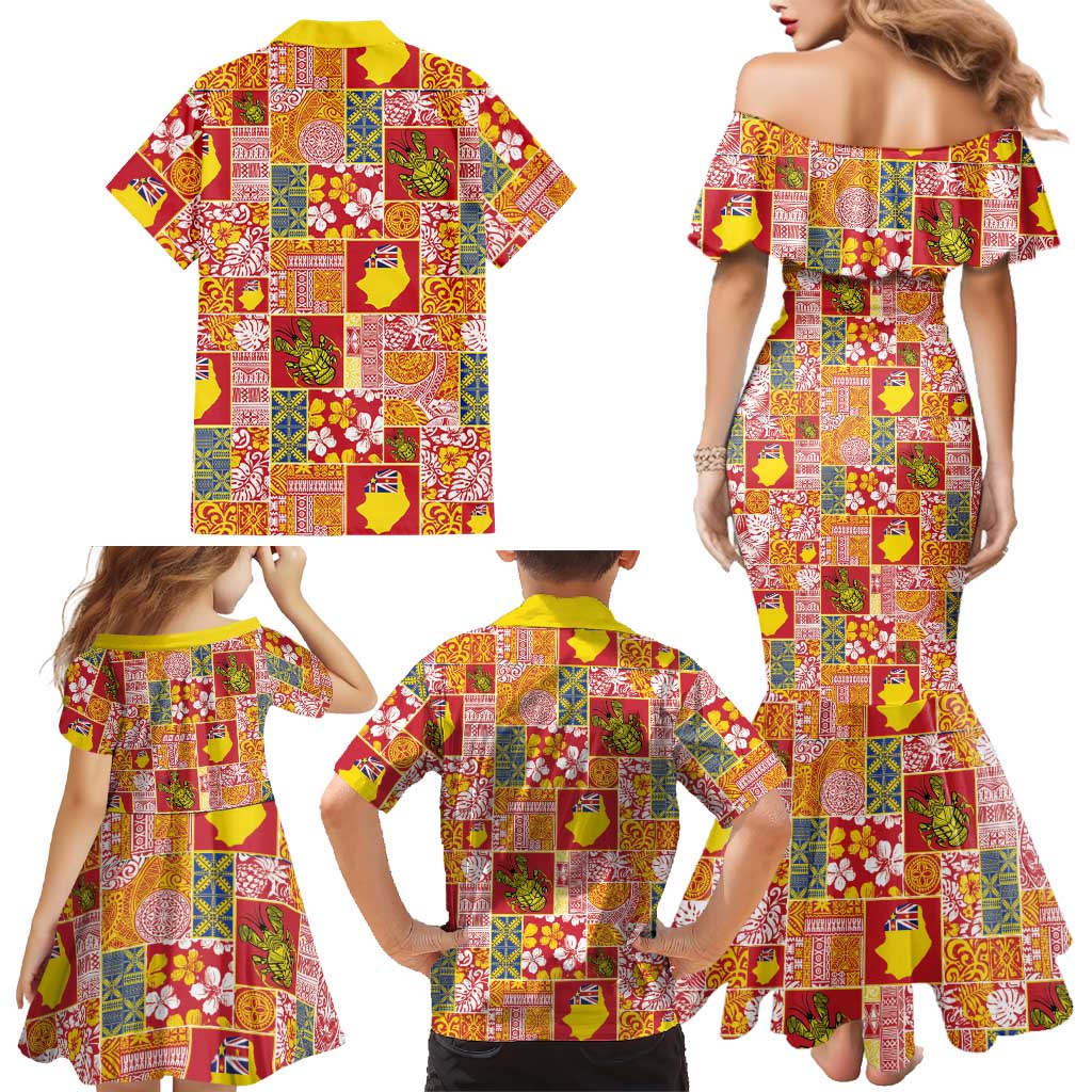 Niue Monuina e Kilisimasi Family Matching Mermaid Dress and Hawaiian Shirt Pacific Patchwork Xmas Vibes LT9 - Polynesian Pride
