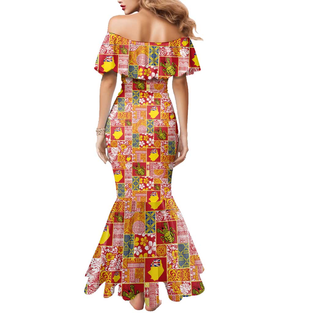 Niue Monuina e Kilisimasi Family Matching Mermaid Dress and Hawaiian Shirt Pacific Patchwork Xmas Vibes LT9 - Polynesian Pride