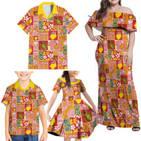 Niue Monuina e Kilisimasi Family Matching Off Shoulder Maxi Dress and Hawaiian Shirt Pacific Patchwork Xmas Vibes LT9 - Polynesian Pride