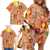 Niue Monuina e Kilisimasi Family Matching Off Shoulder Short Dress and Hawaiian Shirt Pacific Patchwork Xmas Vibes LT9 - Polynesian Pride