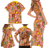 Niue Monuina e Kilisimasi Family Matching Short Sleeve Bodycon Dress and Hawaiian Shirt Pacific Patchwork Xmas Vibes LT9 - Polynesian Pride