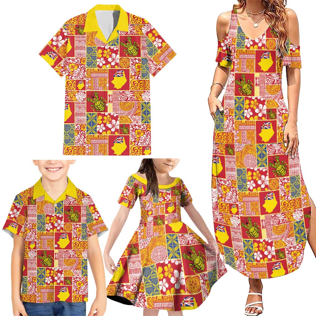 Niue Monuina e Kilisimasi Family Matching Summer Maxi Dress and Hawaiian Shirt Pacific Patchwork Xmas Vibes LT9 - Polynesian Pride