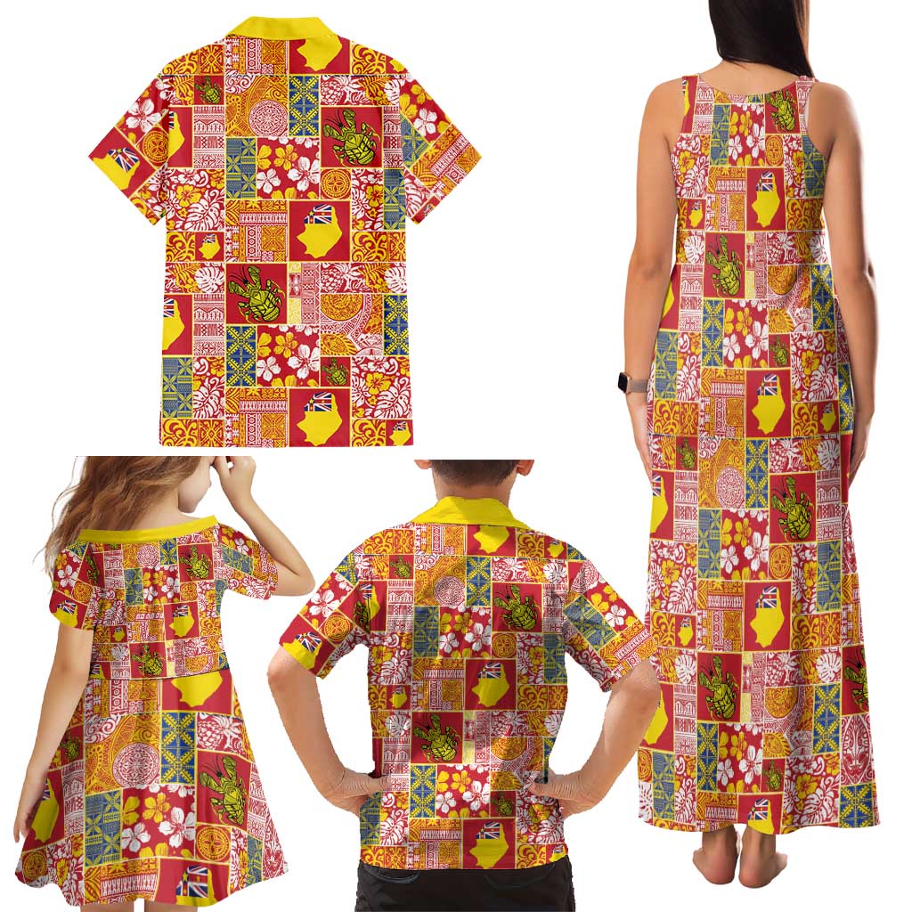 Niue Monuina e Kilisimasi Family Matching Tank Maxi Dress and Hawaiian Shirt Pacific Patchwork Xmas Vibes LT9 - Polynesian Pride