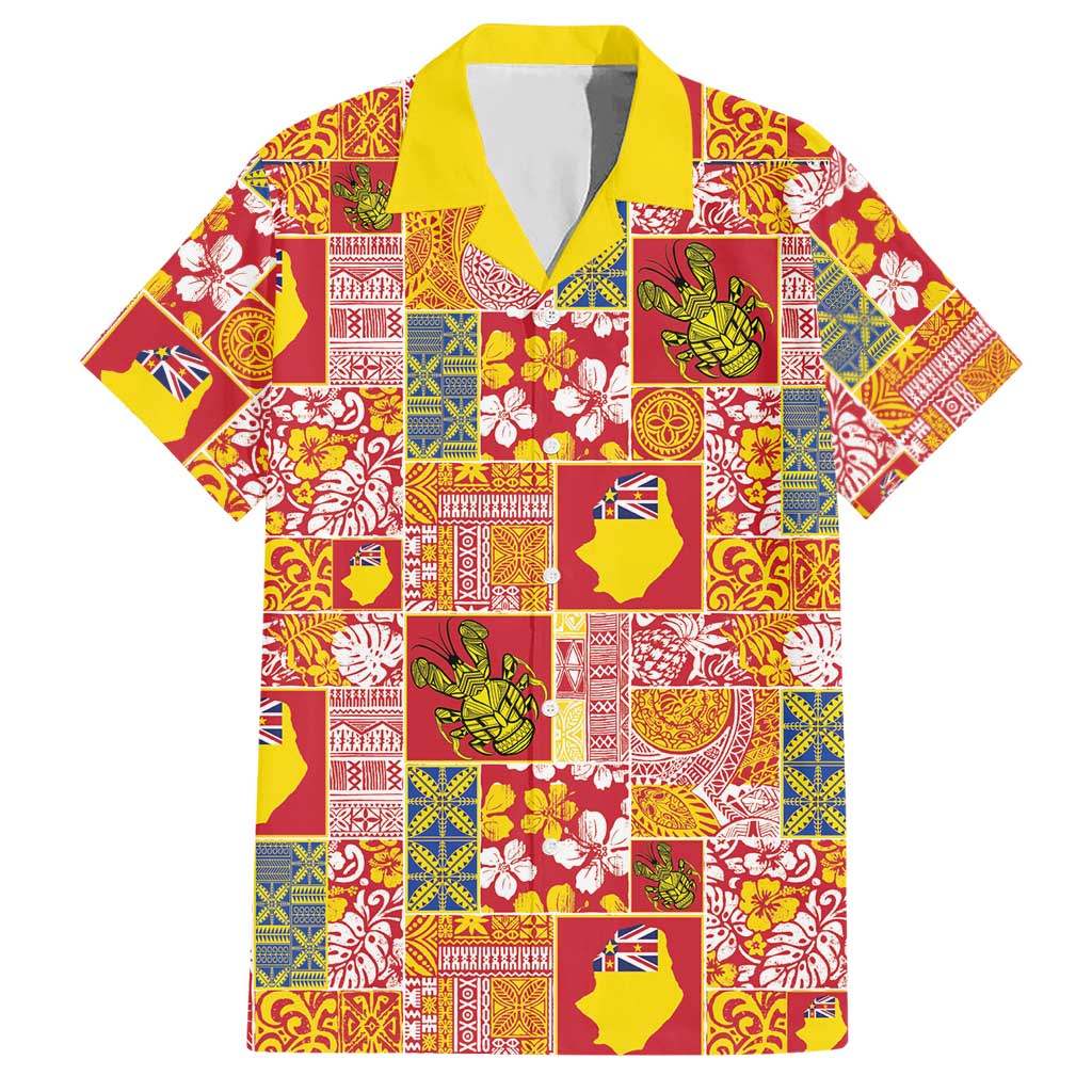 Niue Monuina e Kilisimasi Hawaiian Shirt Pacific Patchwork Xmas Vibes LT9 Yellow - Polynesian Pride