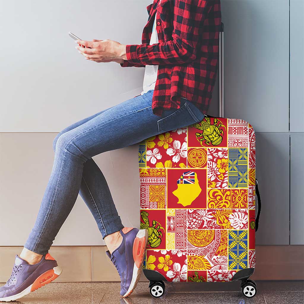 Niue Monuina e Kilisimasi Luggage Cover Pacific Patchwork Xmas Vibes - Polynesian Pride