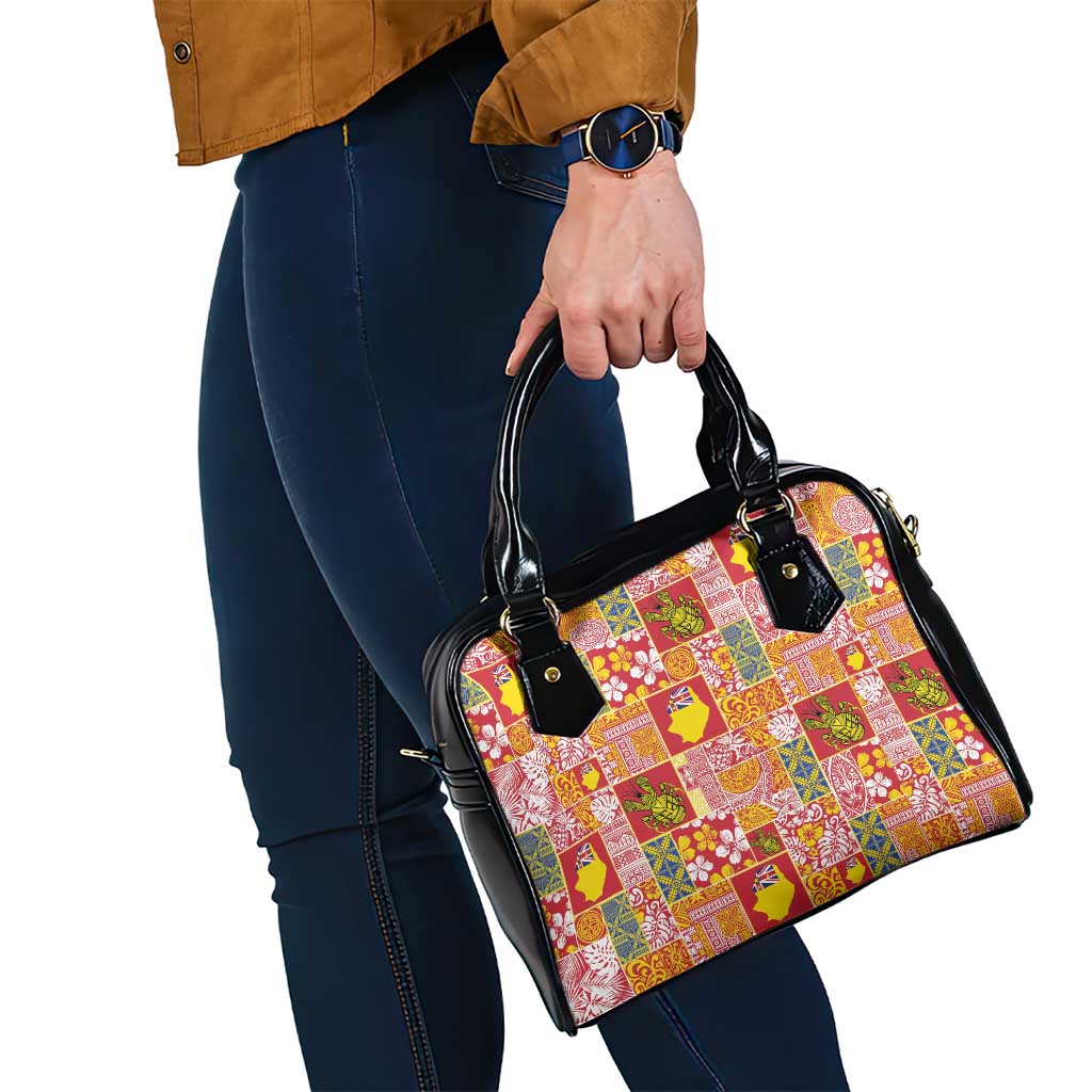 Niue Monuina e Kilisimasi Shoulder Handbag Pacific Patchwork Xmas Vibes - Polynesian Pride