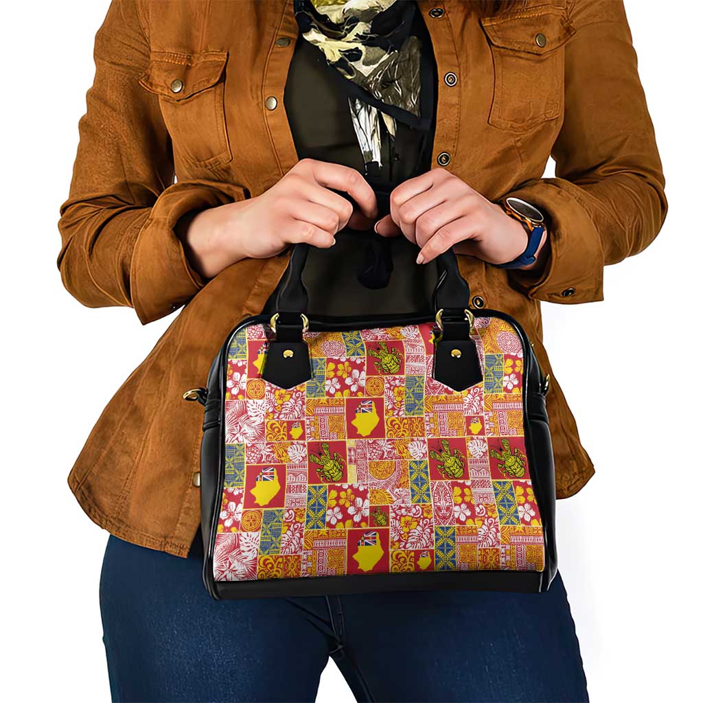 Niue Monuina e Kilisimasi Shoulder Handbag Pacific Patchwork Xmas Vibes - Polynesian Pride