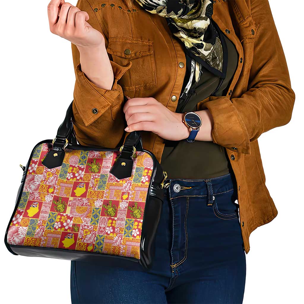 Niue Monuina e Kilisimasi Shoulder Handbag Pacific Patchwork Xmas Vibes - Polynesian Pride