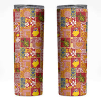 Niue Monuina e Kilisimasi Skinny Tumbler Pacific Patchwork Xmas Vibes LT9 Yellow - Polynesian Pride