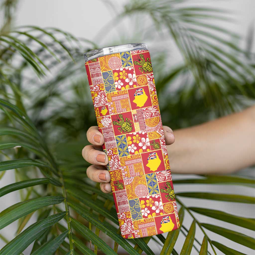 Niue Monuina e Kilisimasi Skinny Tumbler Pacific Patchwork Xmas Vibes LT9 - Polynesian Pride
