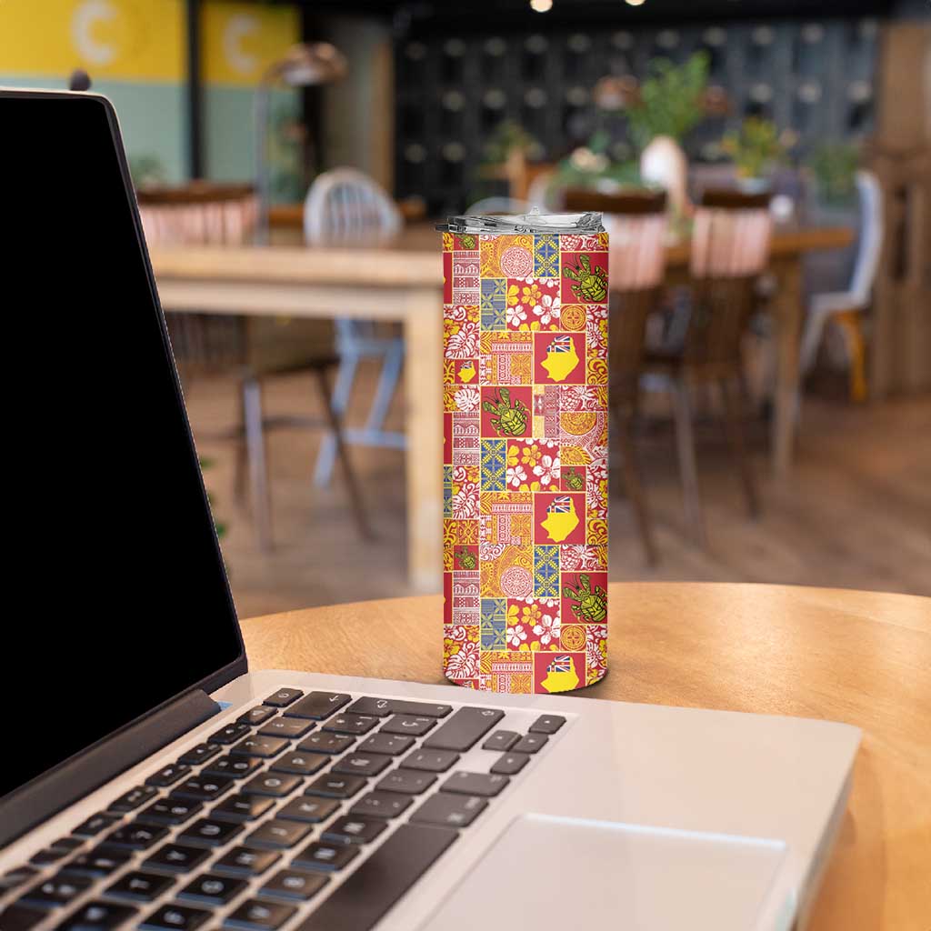 Niue Monuina e Kilisimasi Skinny Tumbler Pacific Patchwork Xmas Vibes LT9 - Polynesian Pride