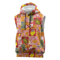Niue Monuina e Kilisimasi Sleeveless Hoodie Pacific Patchwork Xmas Vibes LT9 Yellow - Polynesian Pride