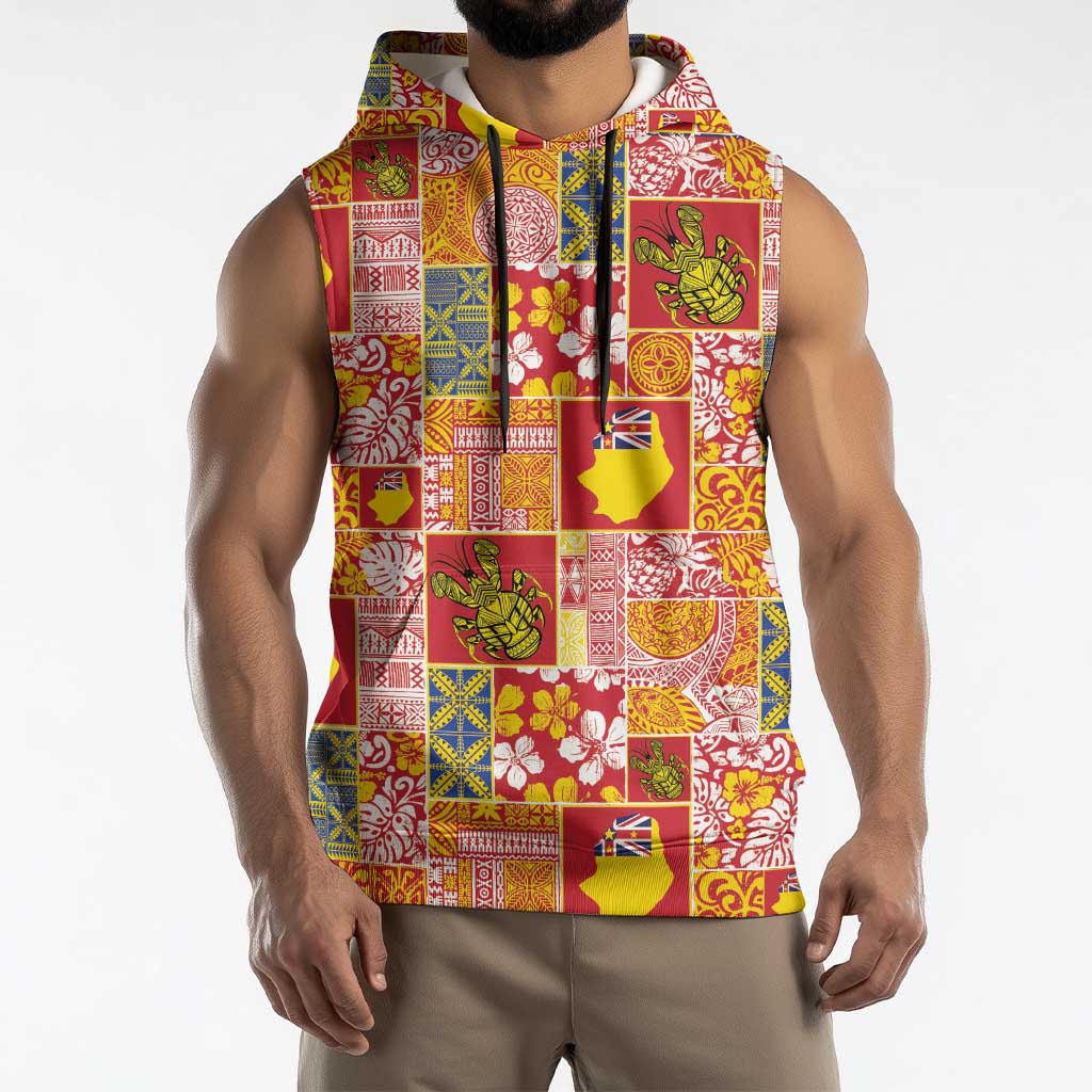 Niue Monuina e Kilisimasi Sleeveless Hoodie Pacific Patchwork Xmas Vibes LT9 - Polynesian Pride