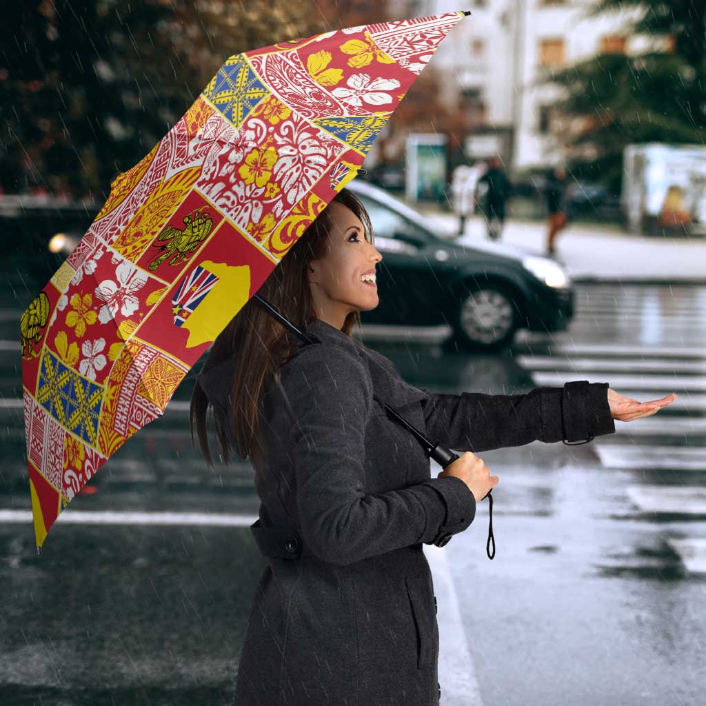 Niue Monuina e Kilisimasi Umbrella Pacific Patchwork Xmas Vibes - Polynesian Pride