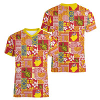 Niue Monuina e Kilisimasi Women V-Neck T-Shirt Pacific Patchwork Xmas Vibes - Polynesian Pride