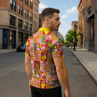 Niue Monuina e Kilisimasi Zipper Polo Shirt Pacific Patchwork Xmas Vibes LT9 - Polynesian Pride