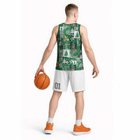 Norfolk Island Meri Krismas Basketball Jersey Pacific Patchwork Xmas Vibes - Polynesian Pride
