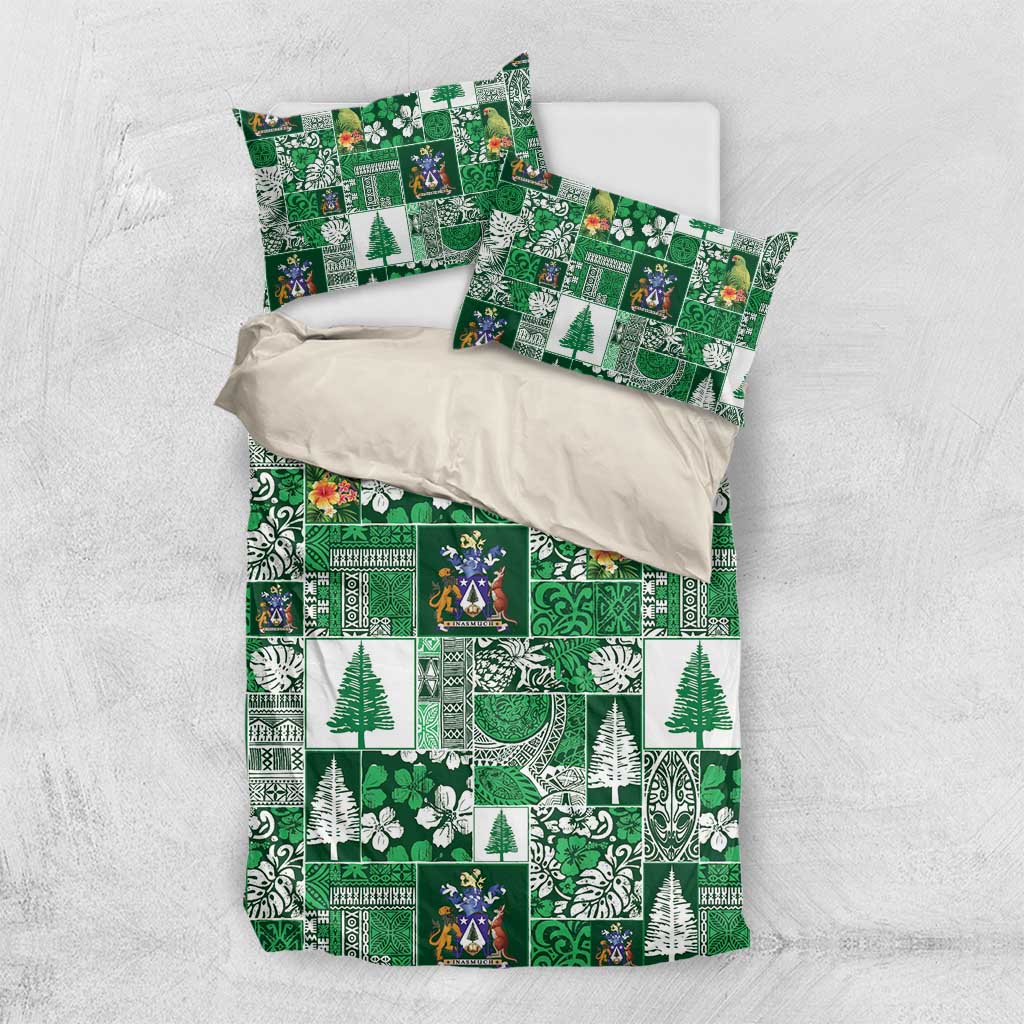Norfolk Island Meri Krismas Bedding Set Pacific Patchwork Xmas Vibes - Polynesian Pride