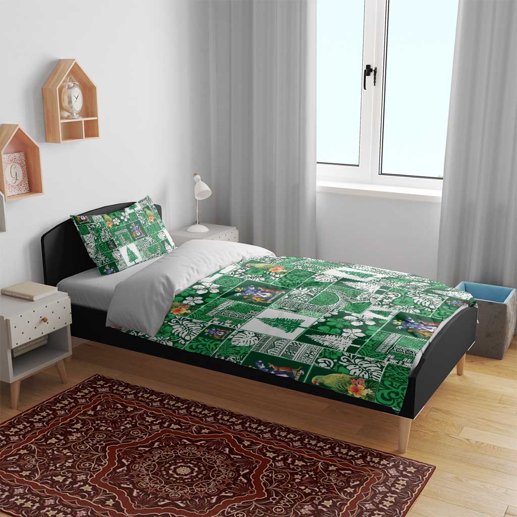 Norfolk Island Meri Krismas Bedding Set Pacific Patchwork Xmas Vibes - Polynesian Pride
