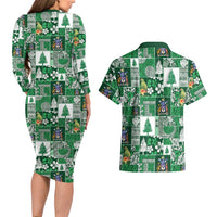 Norfolk Island Meri Krismas Couples Matching Long Sleeve Bodycon Dress and Hawaiian Shirt Pacific Patchwork Xmas Vibes LT9 - Polynesian Pride