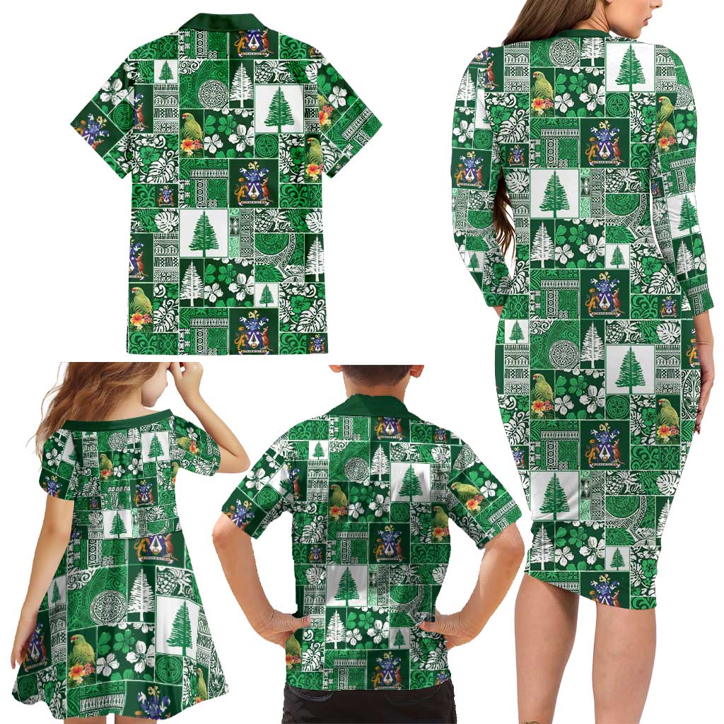 Norfolk Island Meri Krismas Family Matching Long Sleeve Bodycon Dress and Hawaiian Shirt Pacific Patchwork Xmas Vibes LT9 - Polynesian Pride