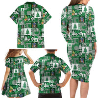 Norfolk Island Meri Krismas Family Matching Long Sleeve Bodycon Dress and Hawaiian Shirt Pacific Patchwork Xmas Vibes LT9 - Polynesian Pride