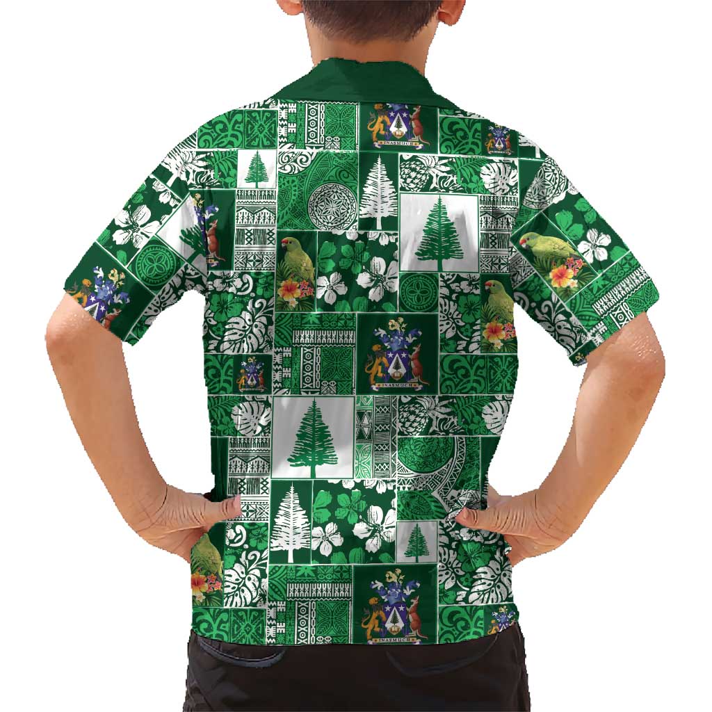 Norfolk Island Meri Krismas Family Matching Mermaid Dress and Hawaiian Shirt Pacific Patchwork Xmas Vibes LT9 - Polynesian Pride