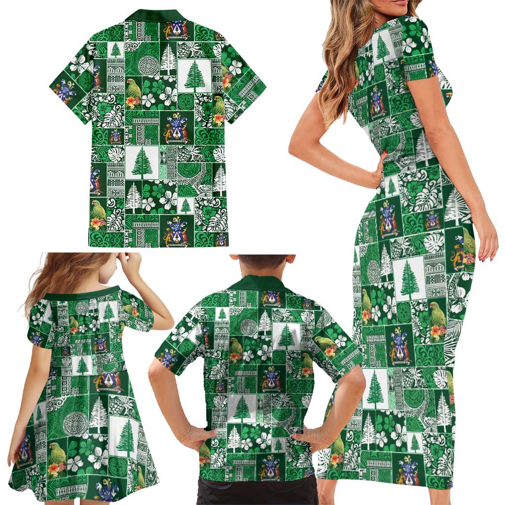 Norfolk Island Meri Krismas Family Matching Short Sleeve Bodycon Dress and Hawaiian Shirt Pacific Patchwork Xmas Vibes LT9 - Polynesian Pride