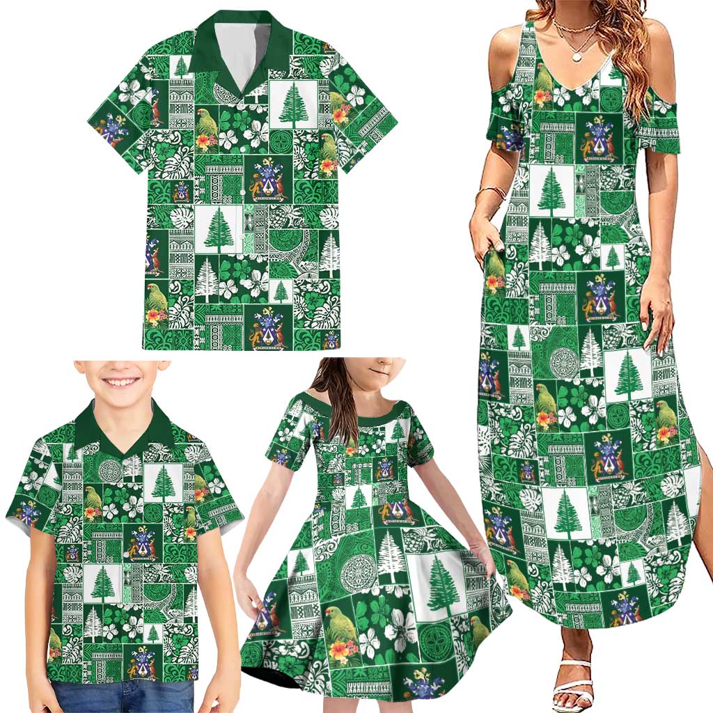 Norfolk Island Meri Krismas Family Matching Summer Maxi Dress and Hawaiian Shirt Pacific Patchwork Xmas Vibes LT9 - Polynesian Pride