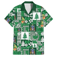 Norfolk Island Meri Krismas Family Matching Summer Maxi Dress and Hawaiian Shirt Pacific Patchwork Xmas Vibes LT9 Dad's Shirt - Short Sleeve Green - Polynesian Pride
