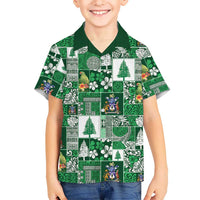 Norfolk Island Meri Krismas Family Matching Summer Maxi Dress and Hawaiian Shirt Pacific Patchwork Xmas Vibes LT9 Son's Shirt Green - Polynesian Pride