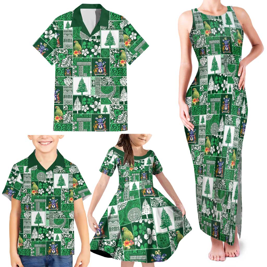 Norfolk Island Meri Krismas Family Matching Tank Maxi Dress and Hawaiian Shirt Pacific Patchwork Xmas Vibes LT9 - Polynesian Pride