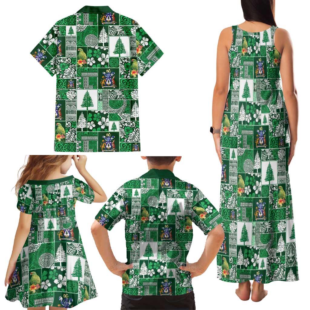 Norfolk Island Meri Krismas Family Matching Tank Maxi Dress and Hawaiian Shirt Pacific Patchwork Xmas Vibes LT9 - Polynesian Pride
