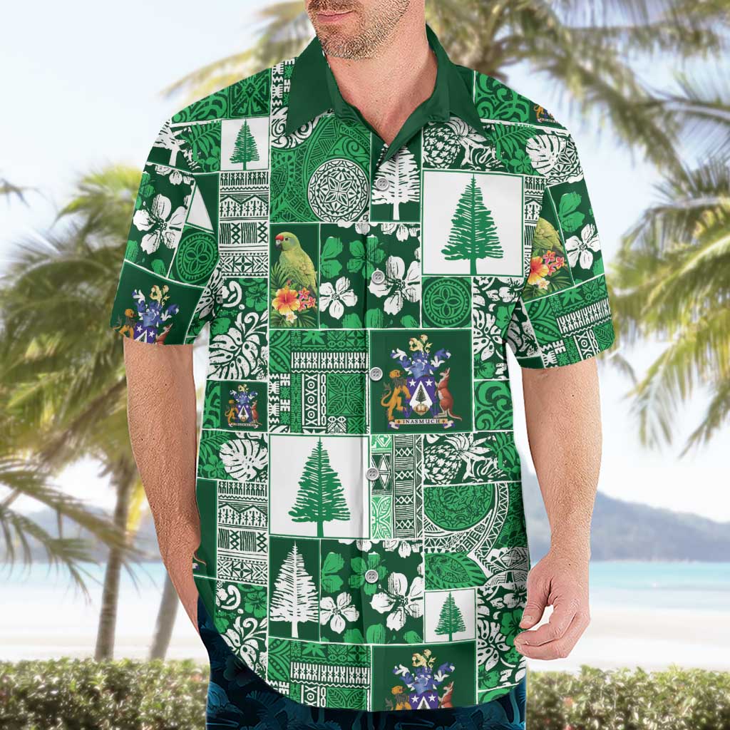 Norfolk Island Meri Krismas Hawaiian Shirt Pacific Patchwork Xmas Vibes - Polynesian Pride