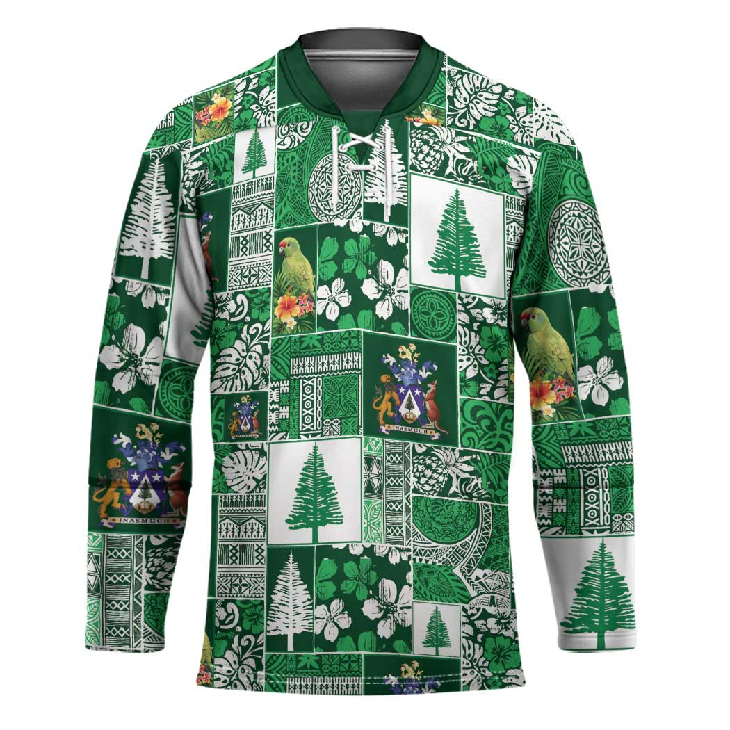 Norfolk Island Meri Krismas Hockey Jersey Pacific Patchwork Xmas Vibes LT9 Unisex Green - Polynesian Pride